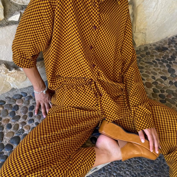 Lisa Says Gah checkered matching set cold Bailey top Medium - Picture 2 of 14